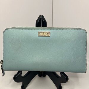 Vintage kate spade charming light mint large zip-around wallet coastal chic